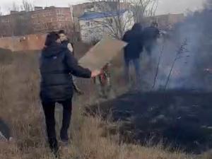 В Азове на Южной подростки подожгли сухую траву