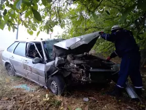 В Азовском районе из-за сильного тумана водитель ВАЗа врезался в дерево