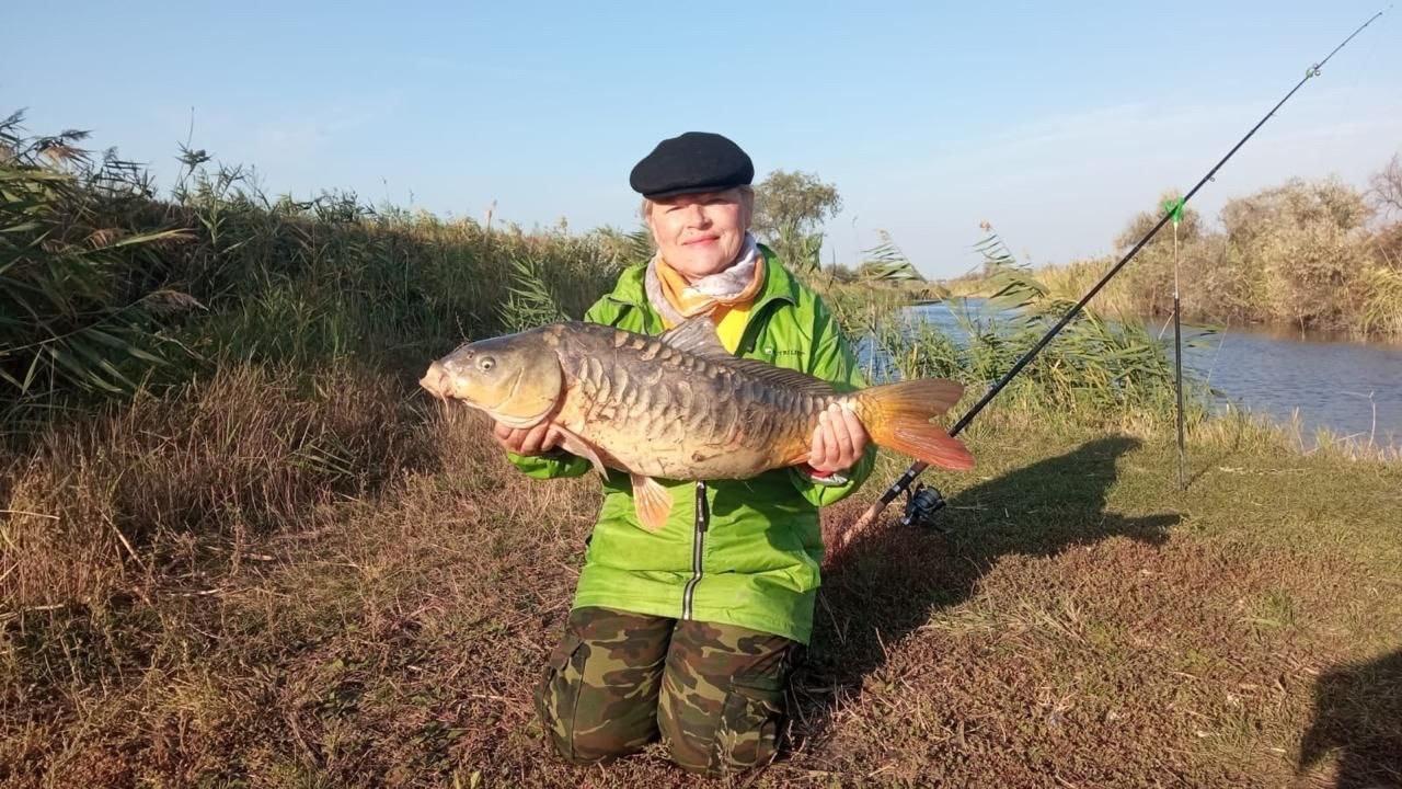 В Азове женщина поймала огромного зеркального карпа на клубничный сироп