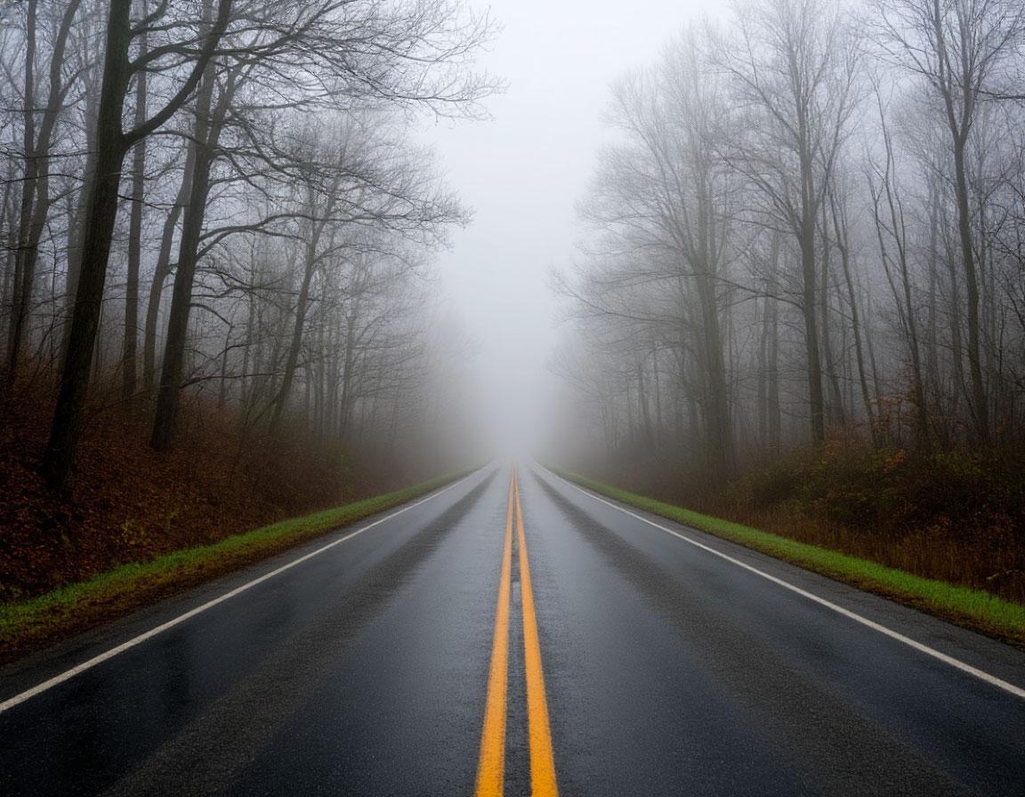 В Азове густой туман накрыл дороги